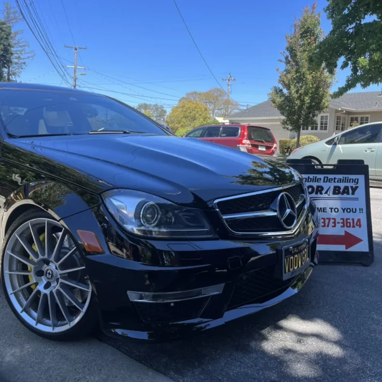 San Jose ceramic coating before and after results on a Mercedes showing enhanced gloss, water beading, and paint protection by Nor Bay Mobile Detailing