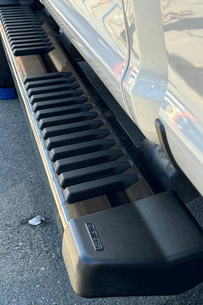 black running board step trim after professional restoration service